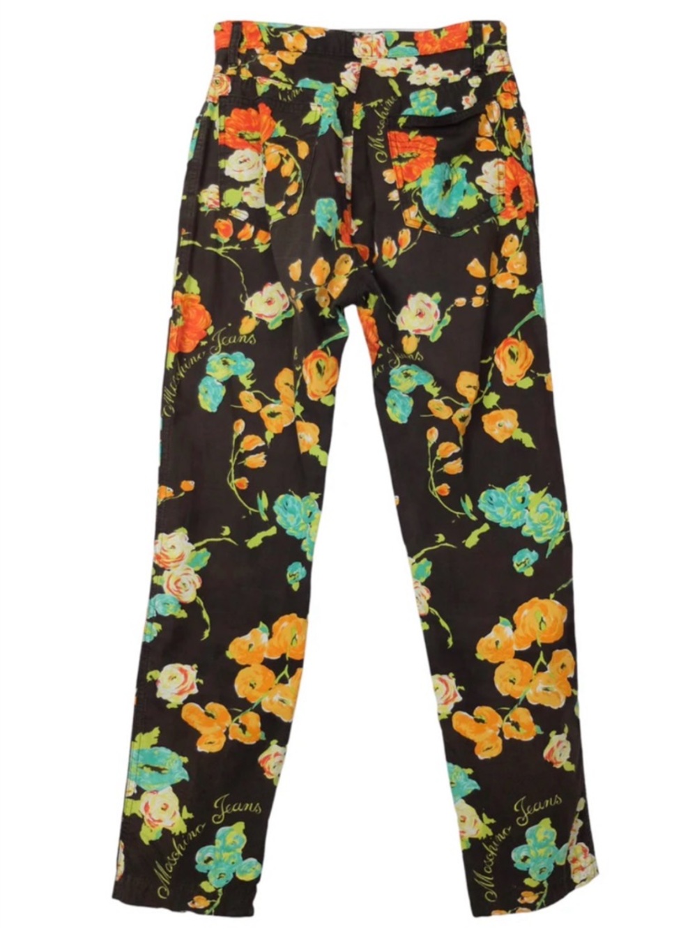 Moschino Jeans Vintage 2000s Y2K Brown & Orange Floral Print Pants 32 Inch Waist